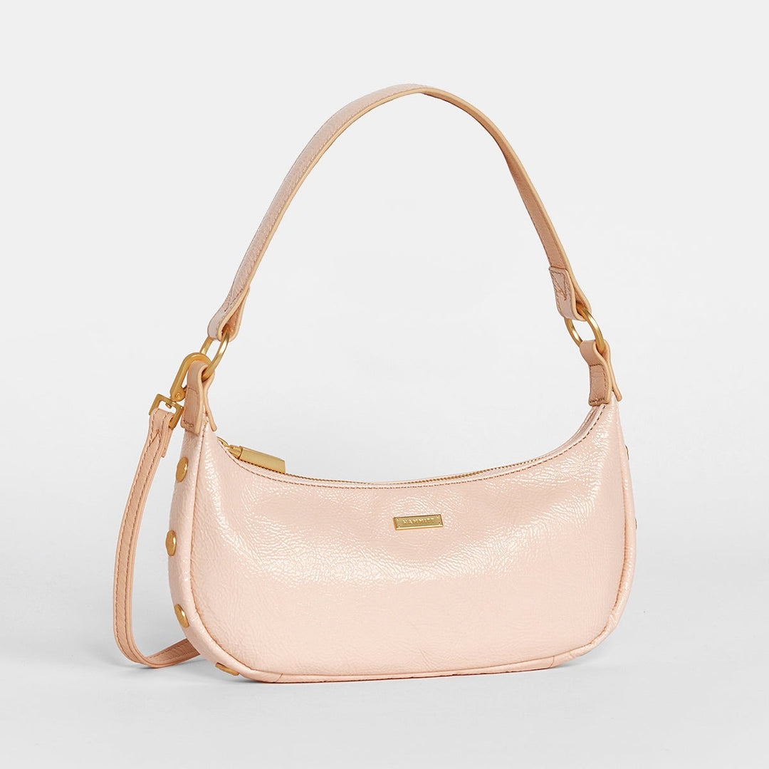 Champagne Pink And Brushed Gold Hammered Becker Small Handbag