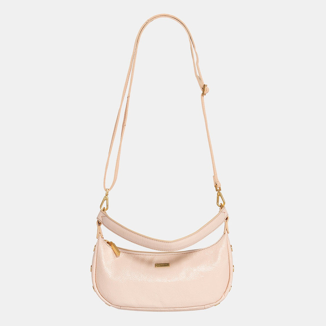 Champagne Pink And Brushed Gold Hammered Becker Small Handbag