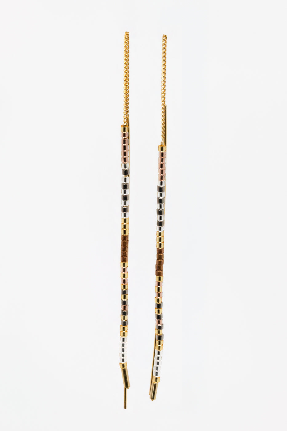 Champagne Miyuki Seed Bead Threader Earrings