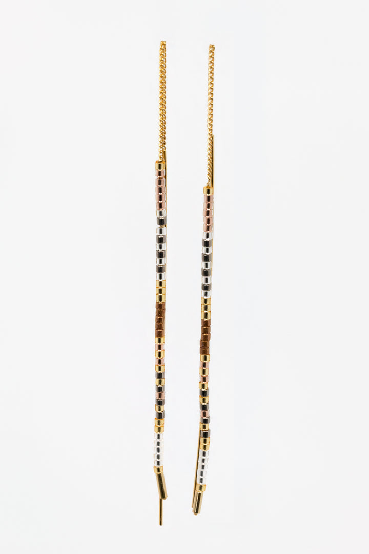 Champagne Miyuki Seed Bead Threader Earrings
