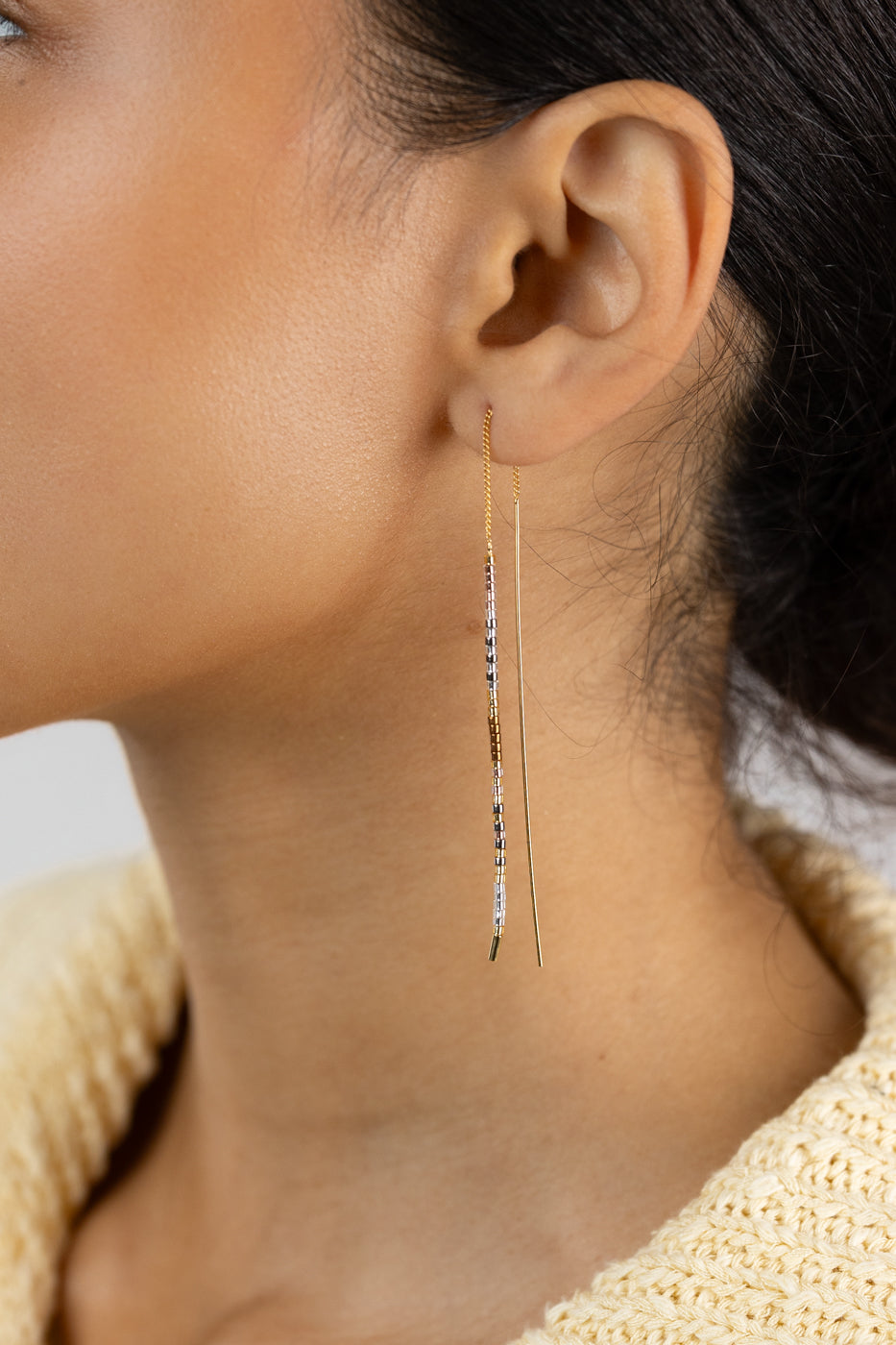 Champagne Miyuki Seed Bead Threader Earrings