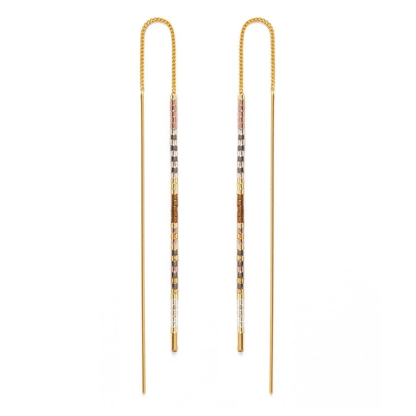 Champagne Miyuki Seed Bead Threader Earrings