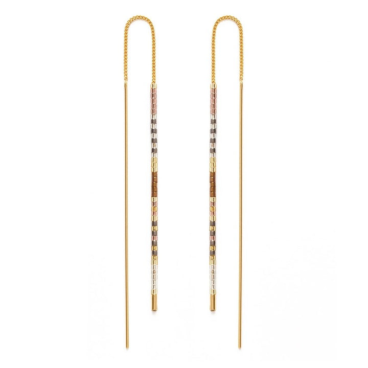 Champagne Miyuki Seed Bead Threader Earrings