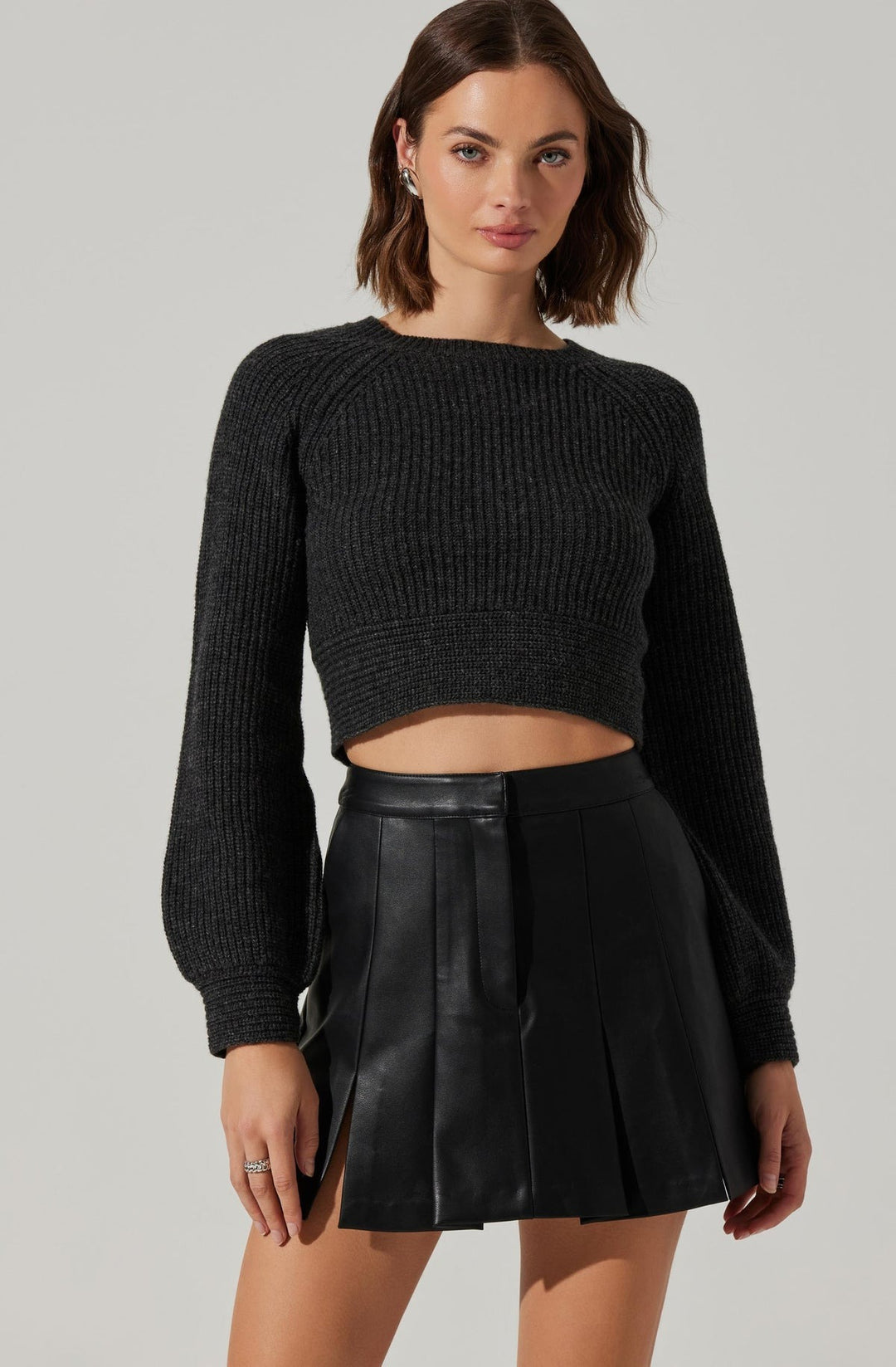 Charcoal Rib Knit Eila Sweater