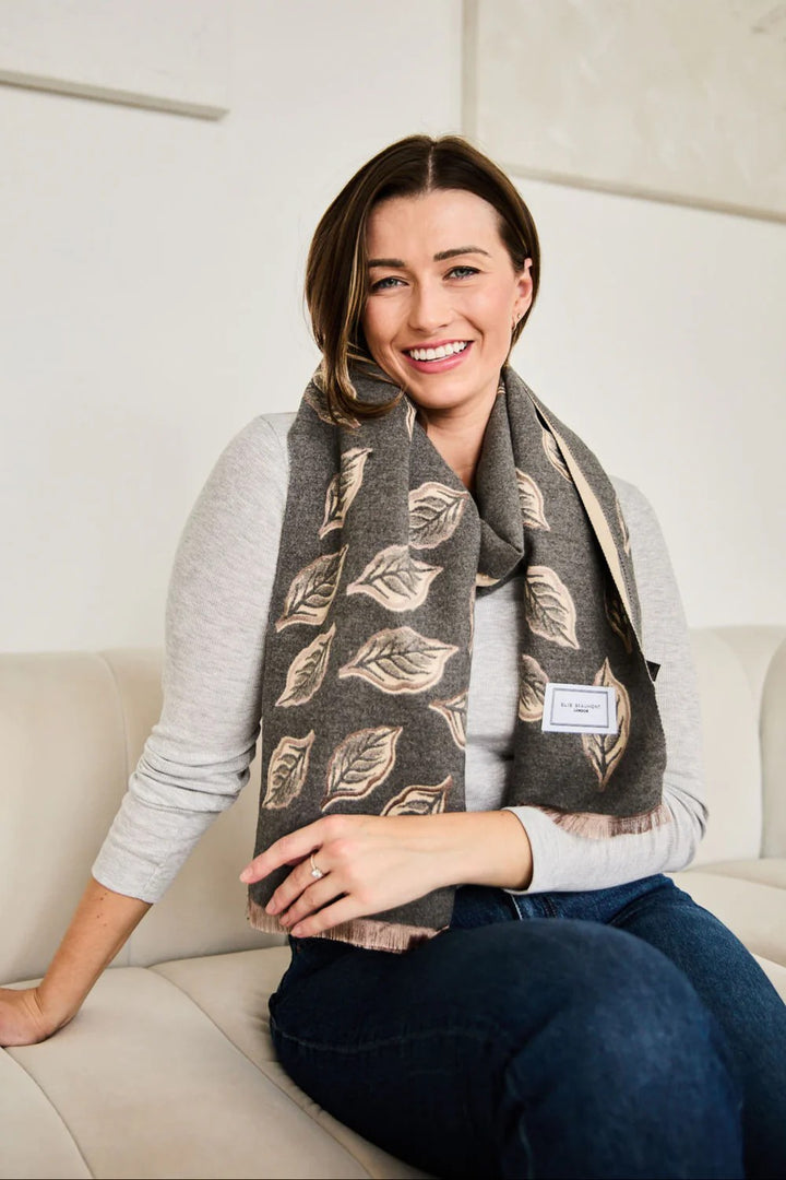 Charcoal Leaves Winter Scarf