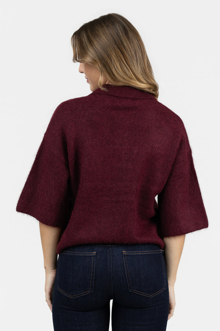 Cherry Wine Nadya Polo Sweater