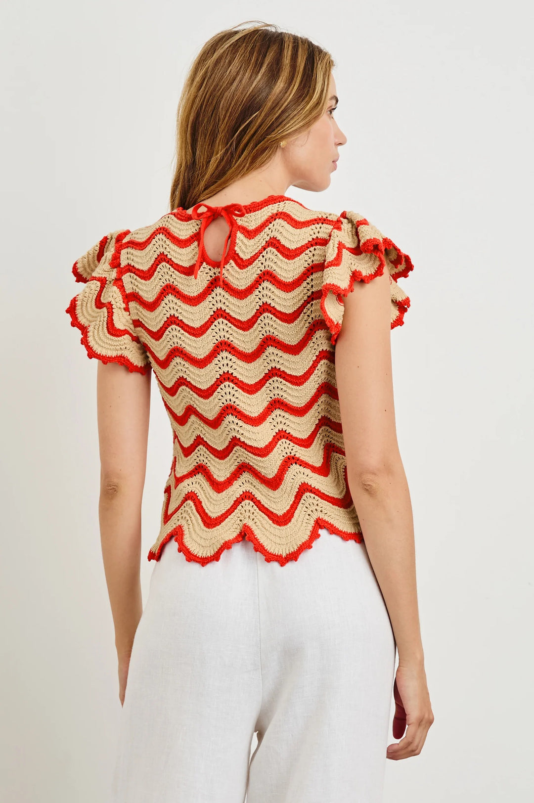 Cherry Oat Stripe Crochet Coen Top