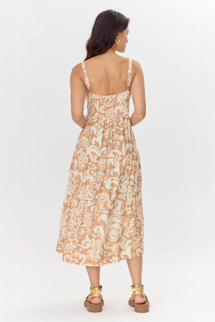 Chestnut Tiered Sita Midi Dress