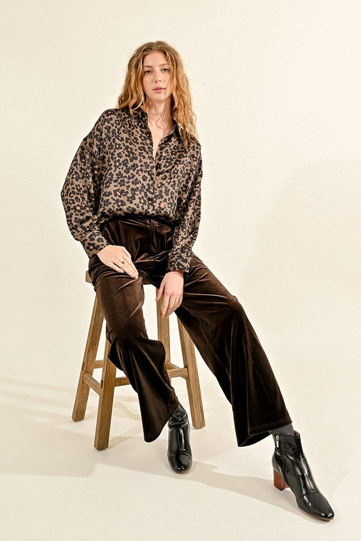 Chocolate Velvet Wide Leg Pant