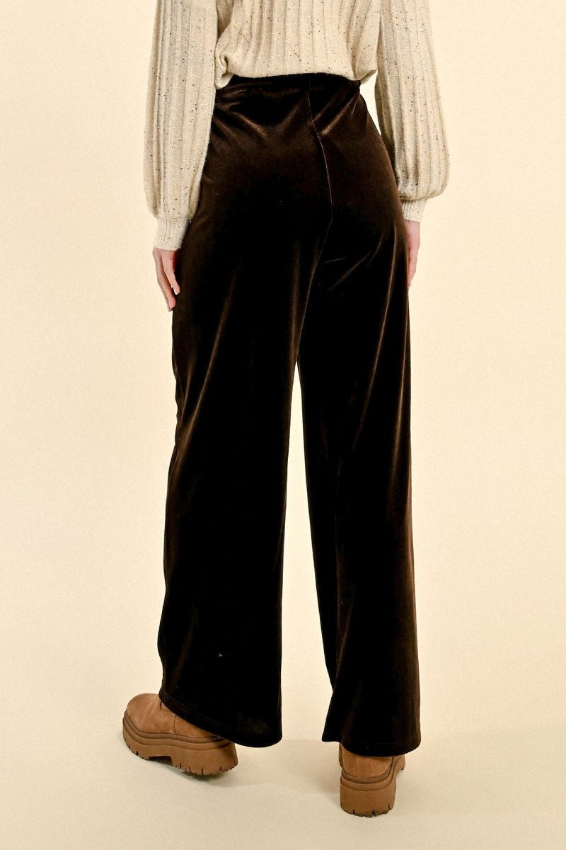 Chocolate Velvet Wide Leg Pant