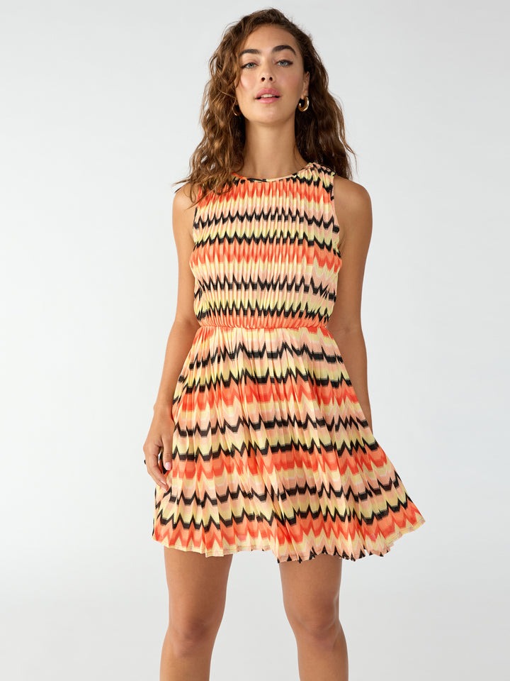 Citrus Stripe Sleeveless Crochet Mini Dress
