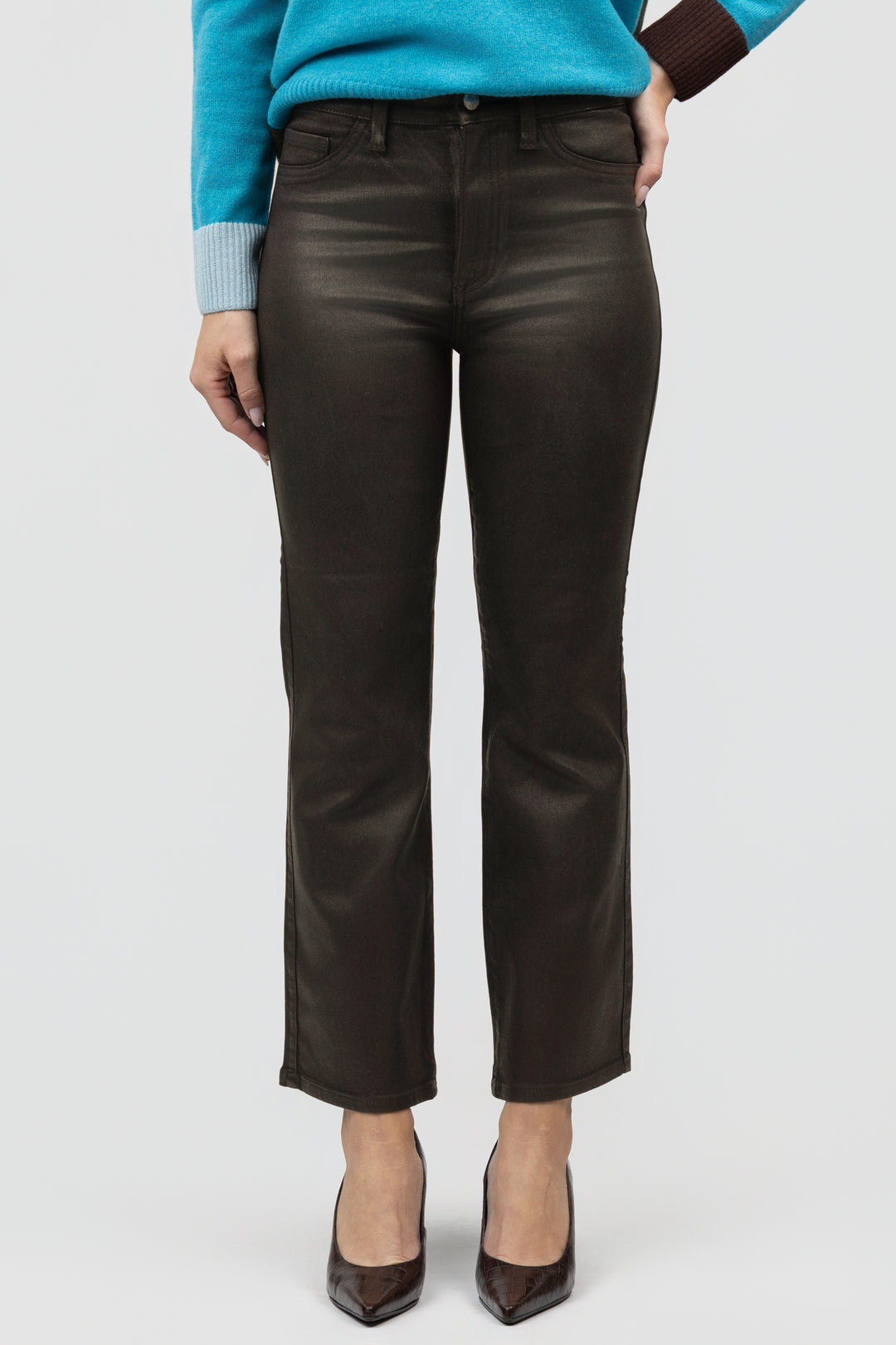 Coated Mocha High Rise Lennon Jean