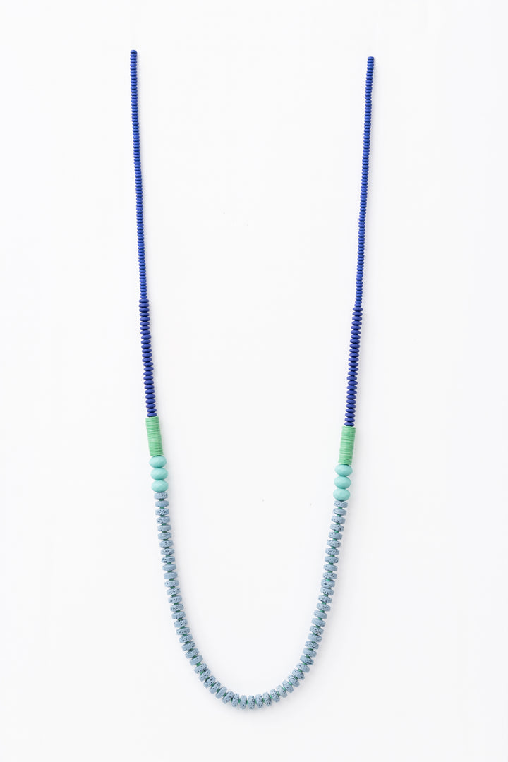 Cobalt And Lava Bead Long Necklace