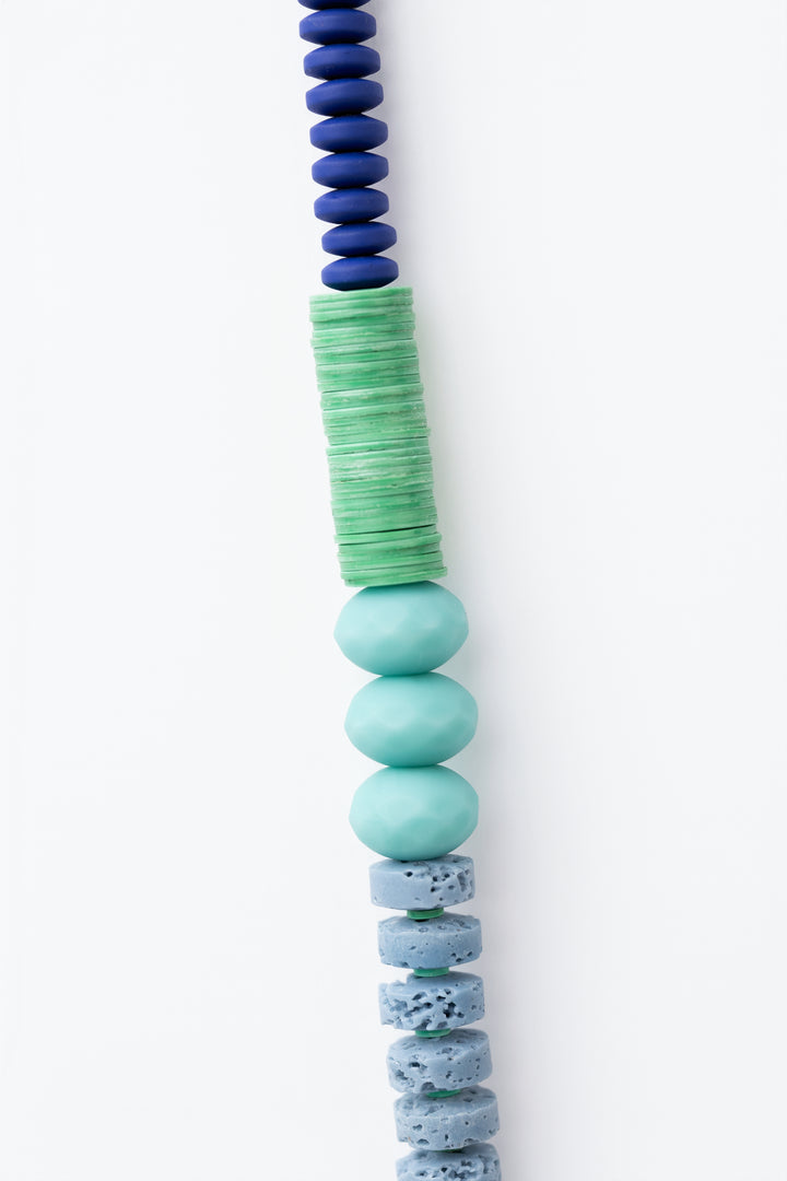 Cobalt And Lava Bead Long Necklace