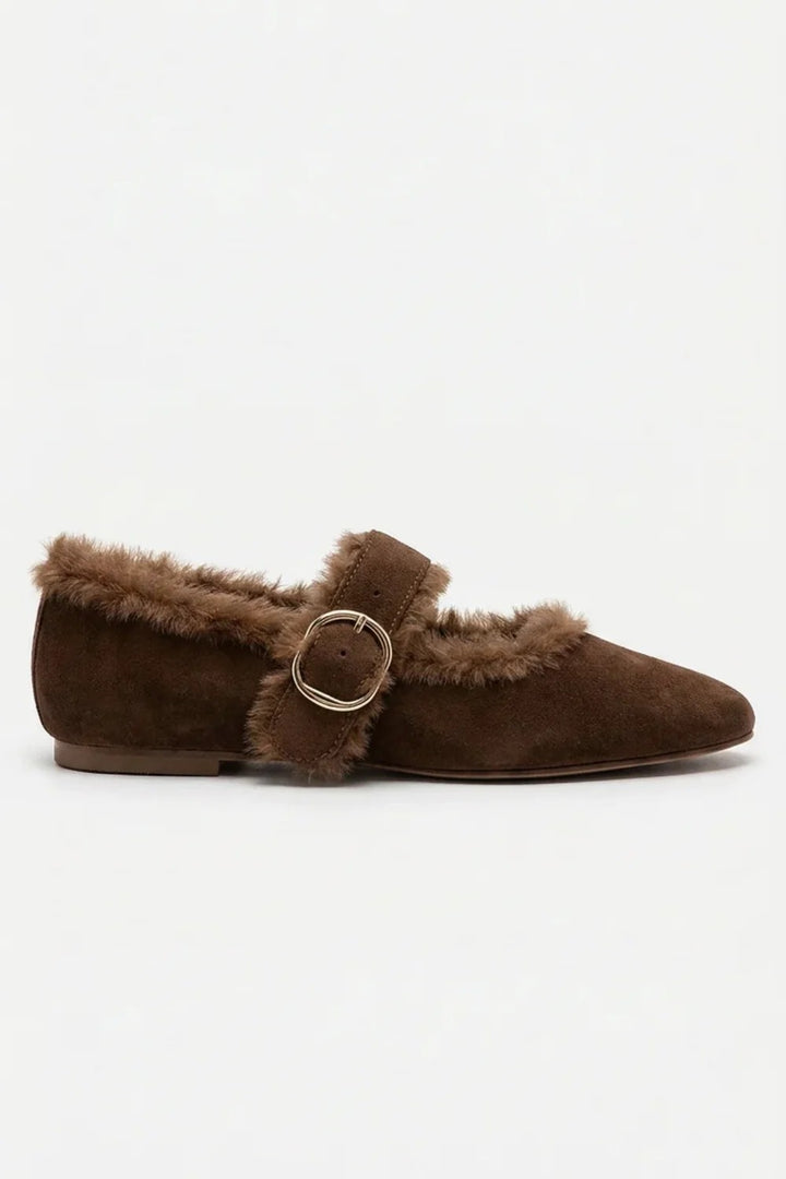 Cocoa Suede Mella Plush Ballet Flats