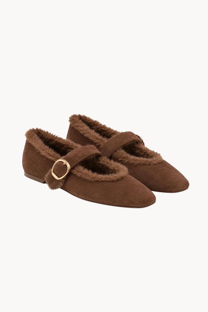 Cocoa Suede Mella Plush Ballet Flats