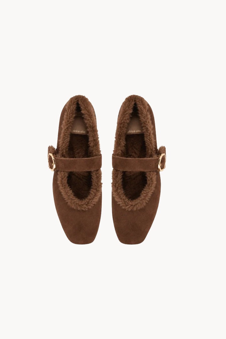 Cocoa Suede Mella Plush Ballet Flats