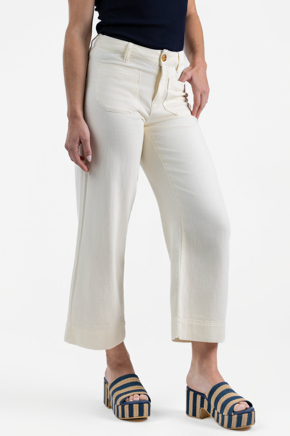 Collagen Wide Leg Crop Marine Pant