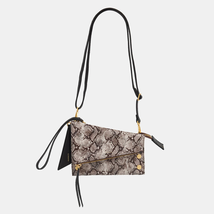 Contrast Snake Brushed Gold Curtis Handbag