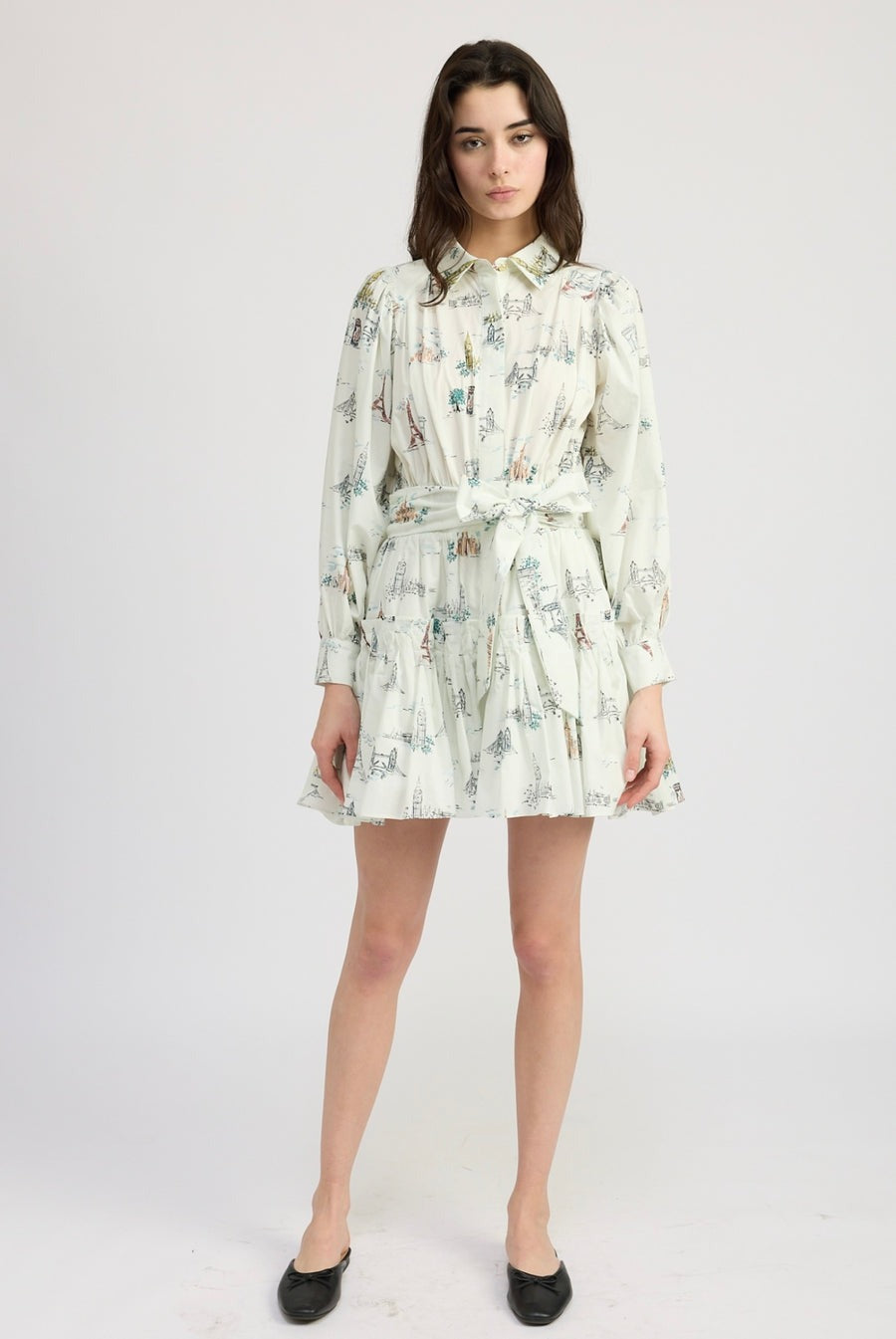 Conversational Print Georgiana Mini Dress