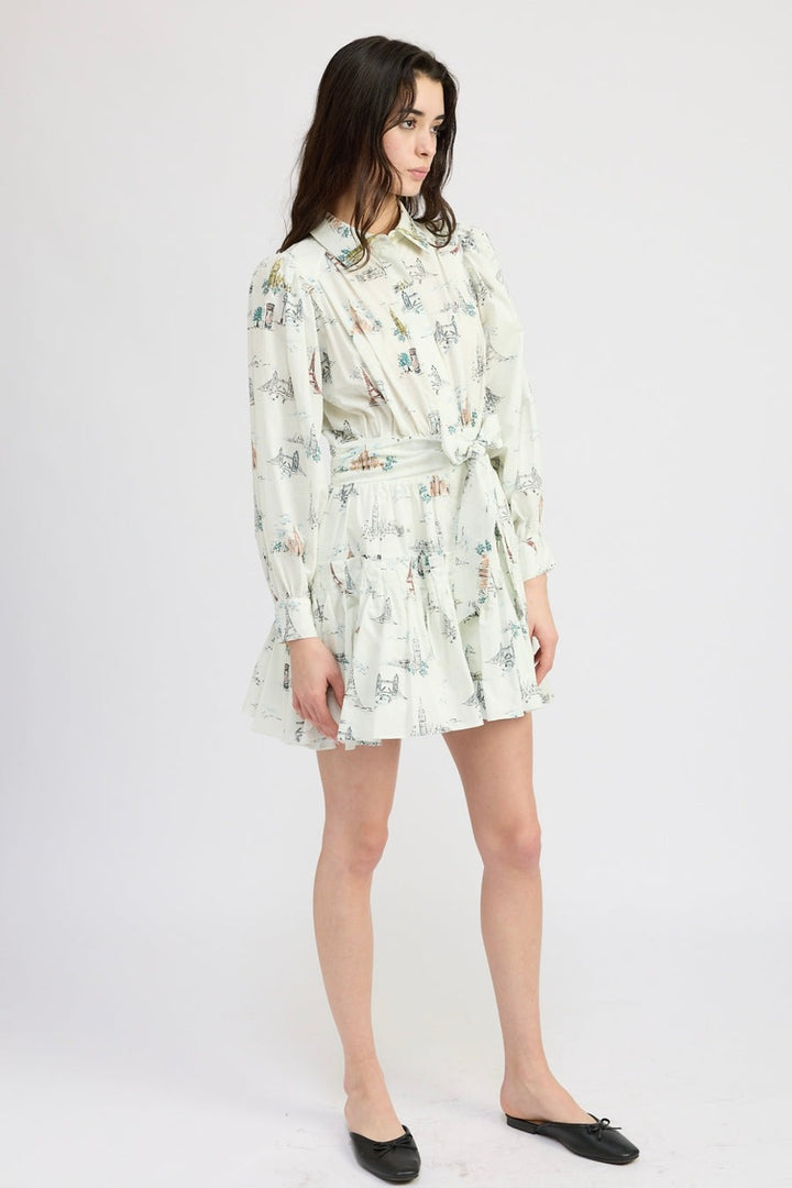 Conversational Print Georgiana Mini Dress