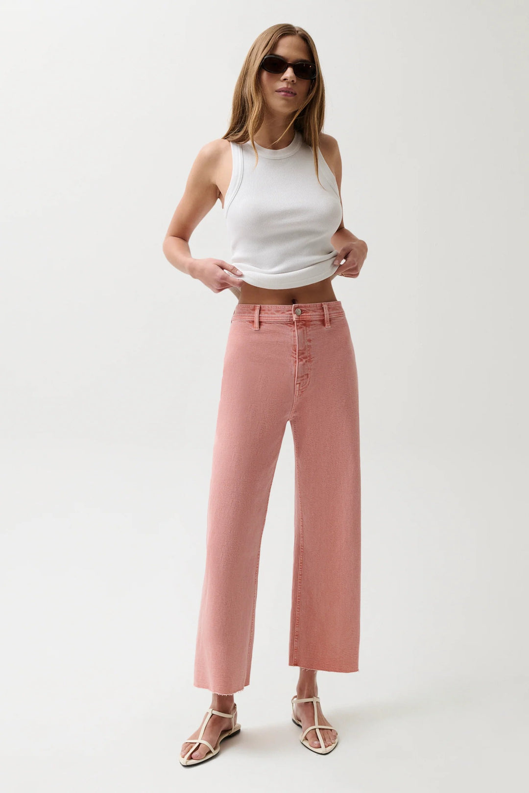 Coral Rose Wide Leg Crop Penny Jean