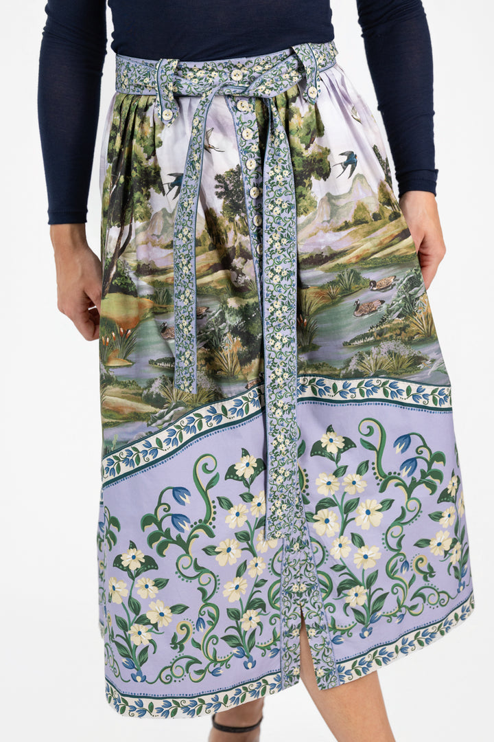 Countryside Landscape Multicolor Midi Skirt
