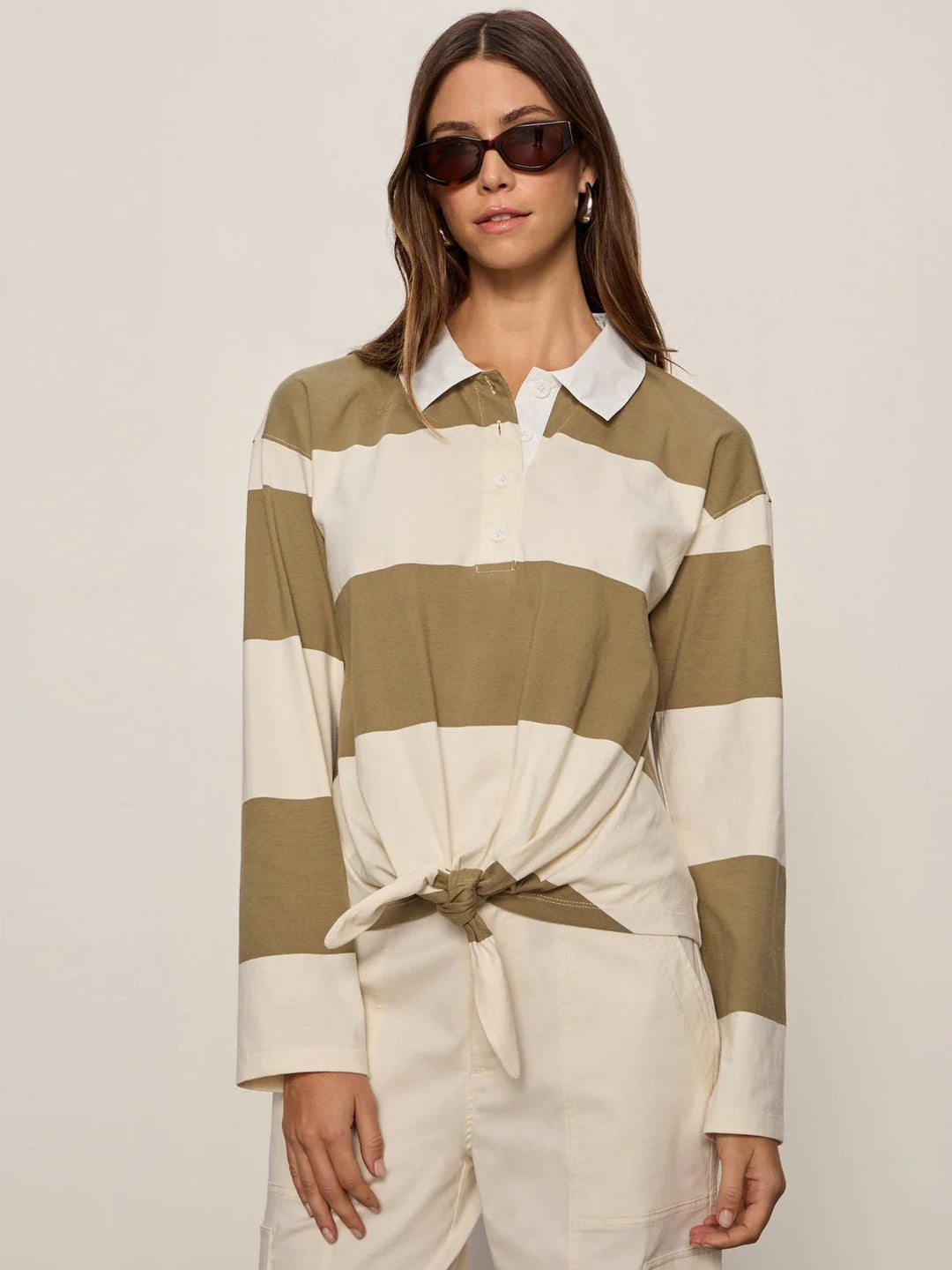 Covert Green Collagen Stripe Rugby Tee