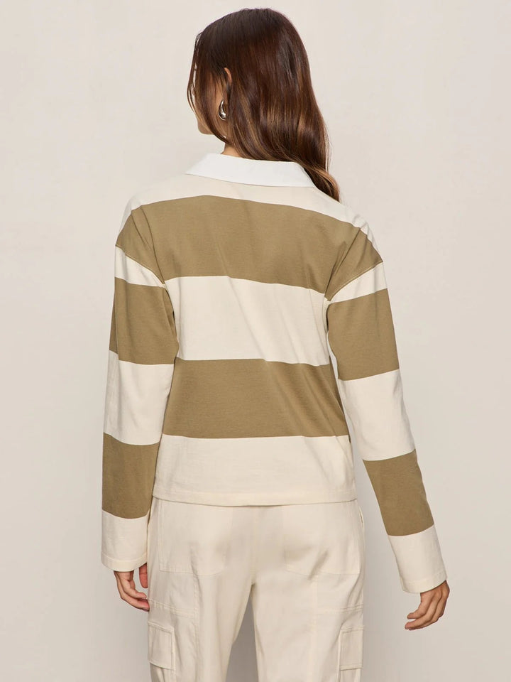 Covert Green Collagen Stripe Rugby Tee