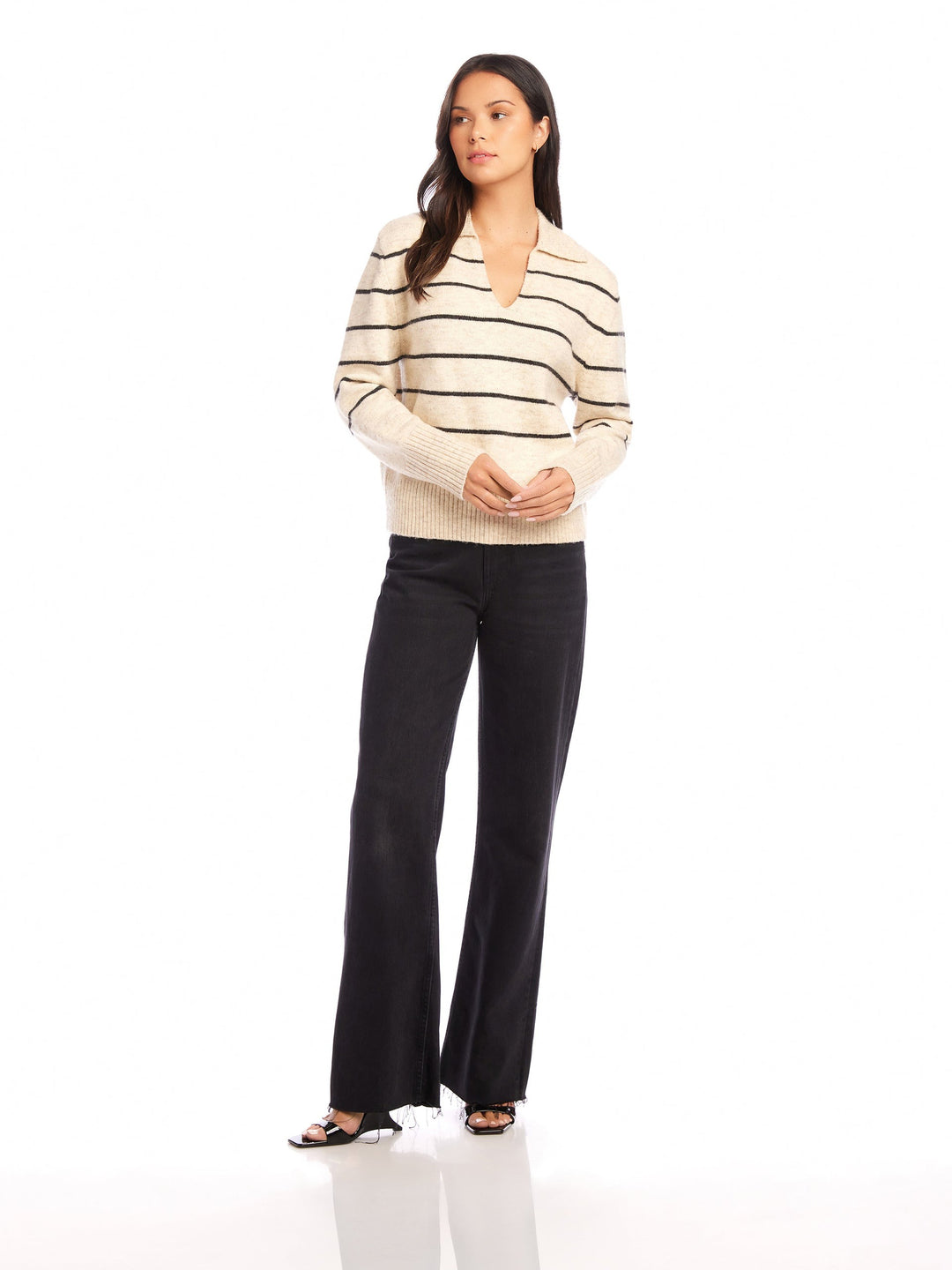 Cream And Charcoal Stripe Lisa Sweater