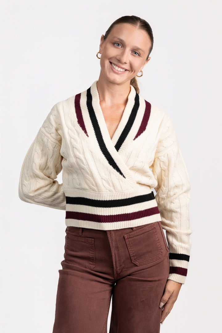 Cream Cable Knit Wrap Addison Sweater