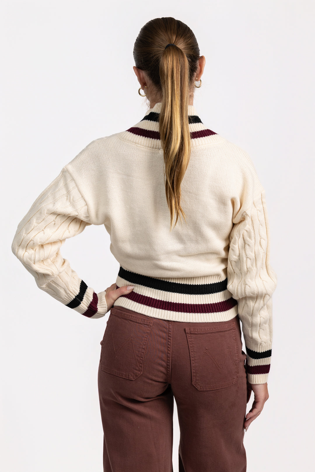 Cream Cable Knit Wrap Addison Sweater