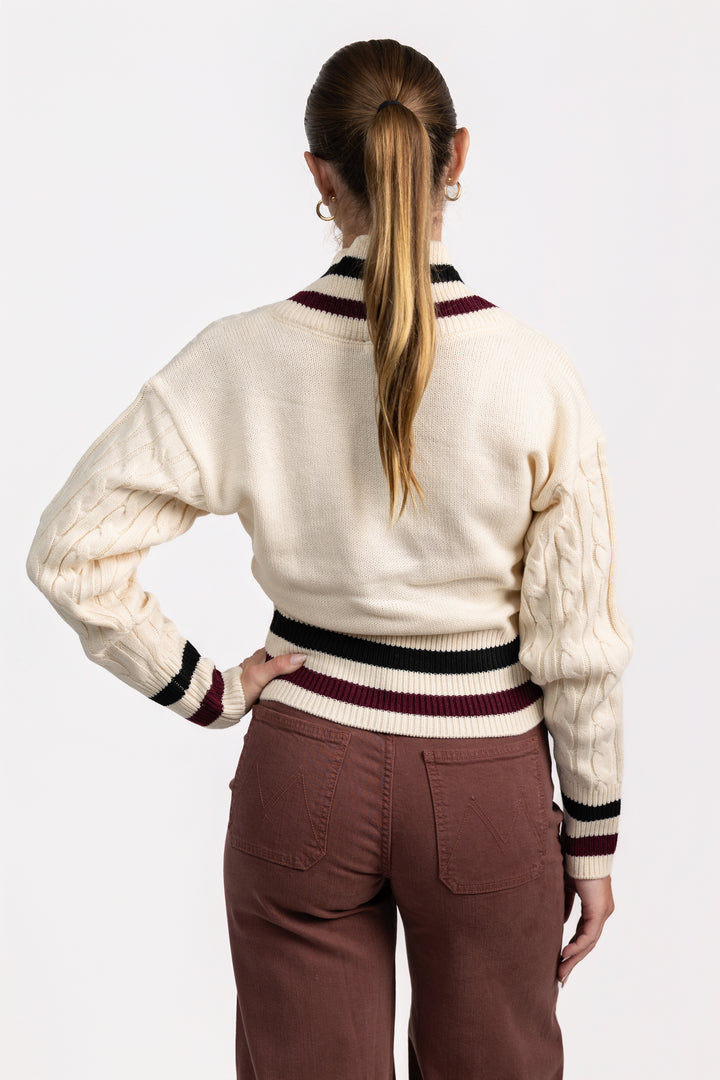 Cream Cable Knit Wrap Addison Sweater