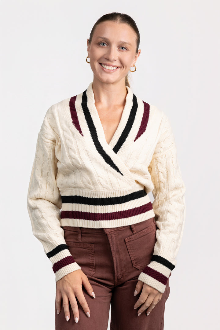 Cream Cable Knit Wrap Addison Sweater