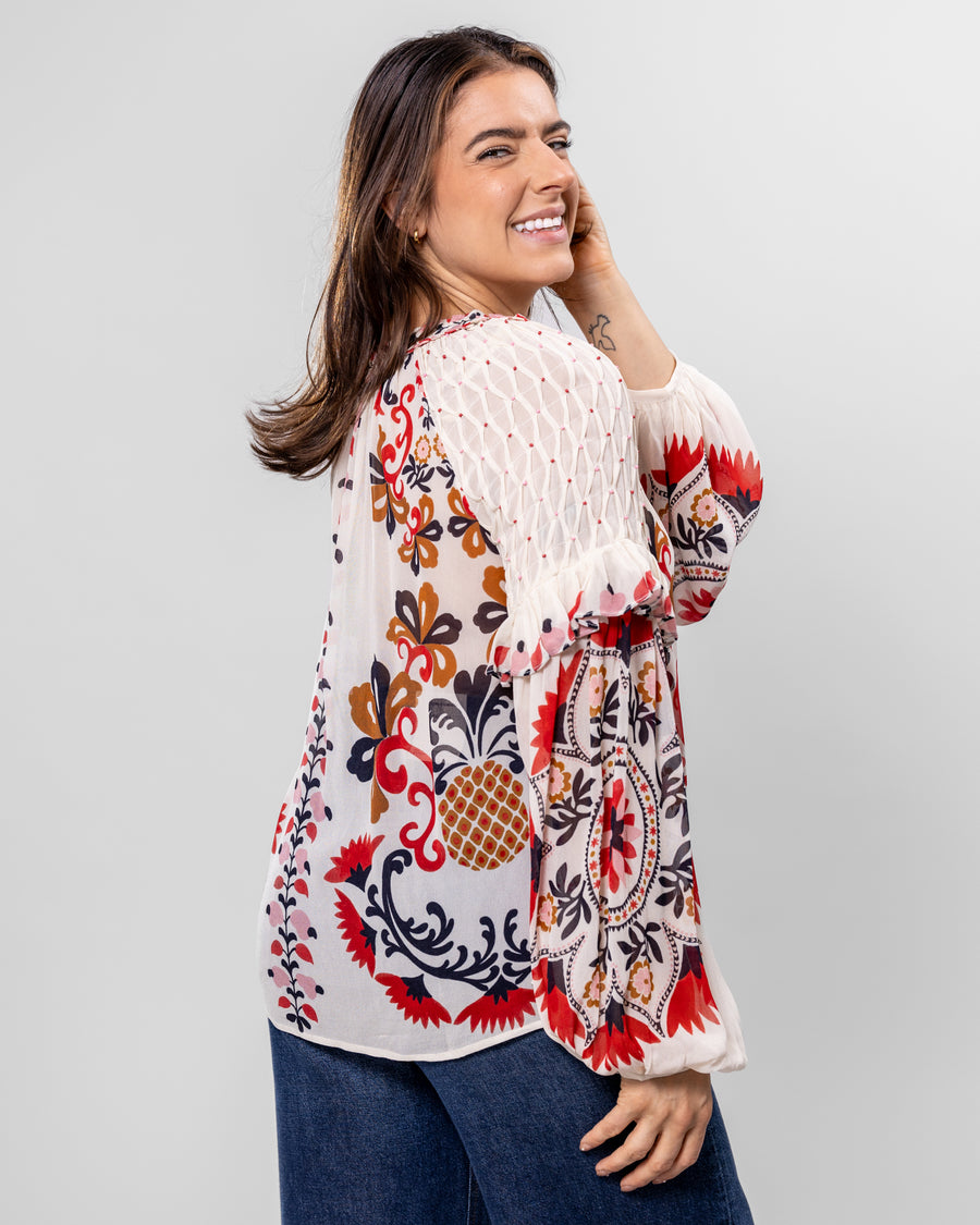 Cream Cashew Mandala Long Sleeve Blouse Fourteenth Boutique Cream Cashew Mandala Long Sleeve Blouse Fourteenth Boutique