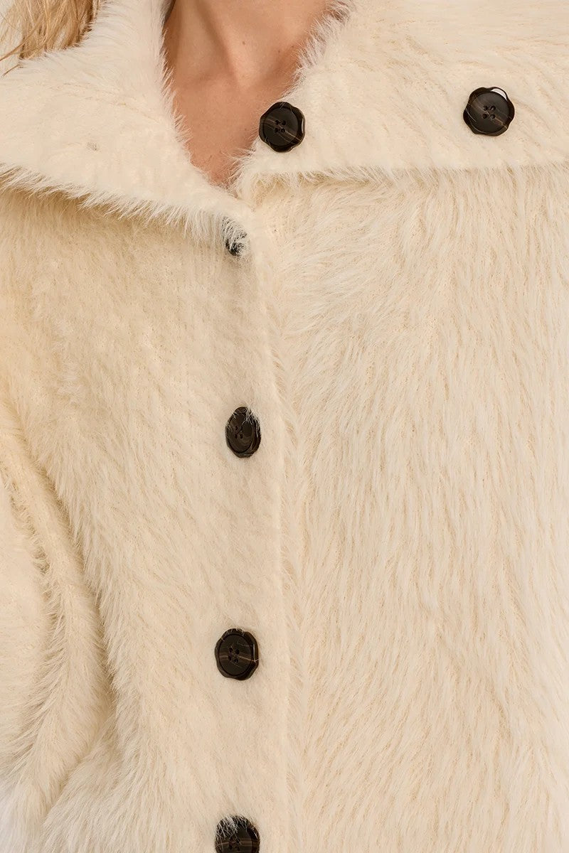 Cream Fuzzy Cardigan