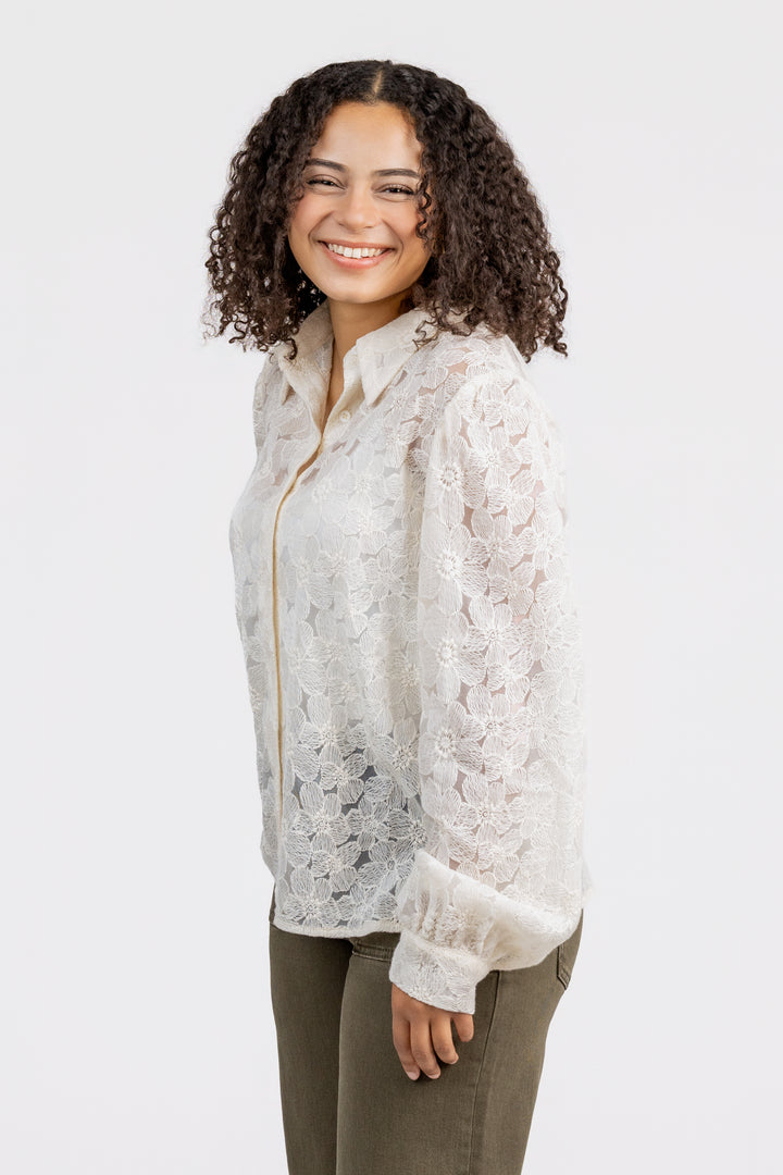 Cream Embroidered Blouse