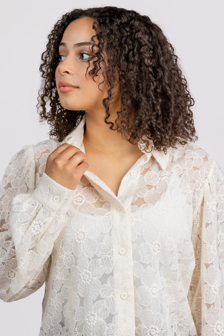 Cream Embroidered Blouse