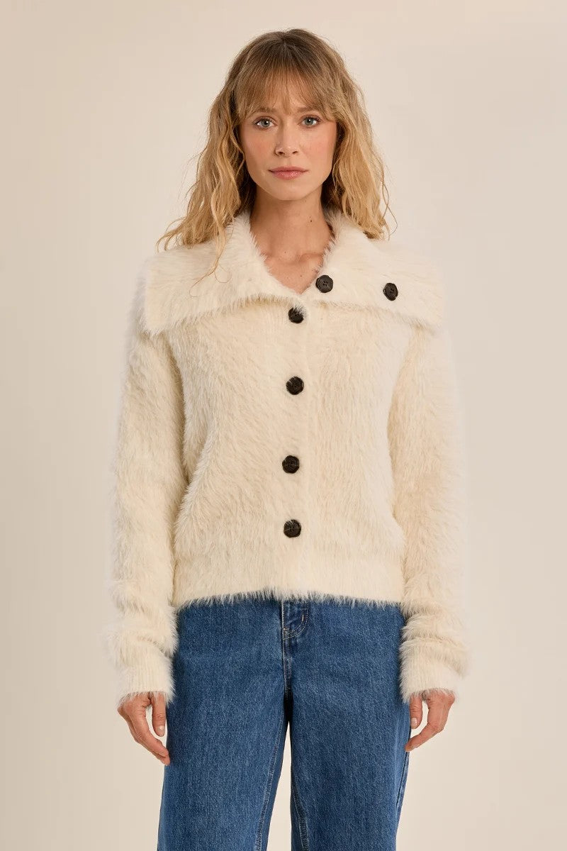 Cream Fuzzy Cardigan