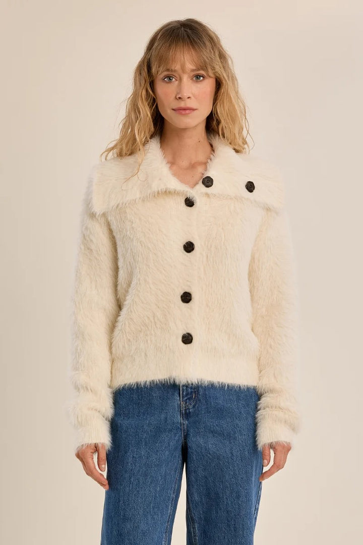 Cream Fuzzy Cardigan