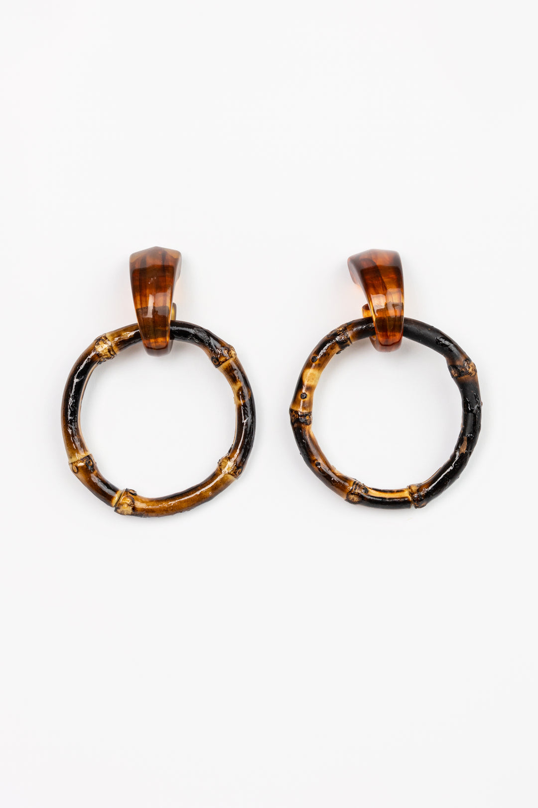 Dark Brown Bamboo Drop Earrings