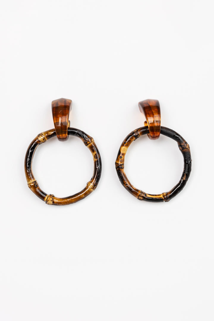 Dark Brown Bamboo Drop Earrings
