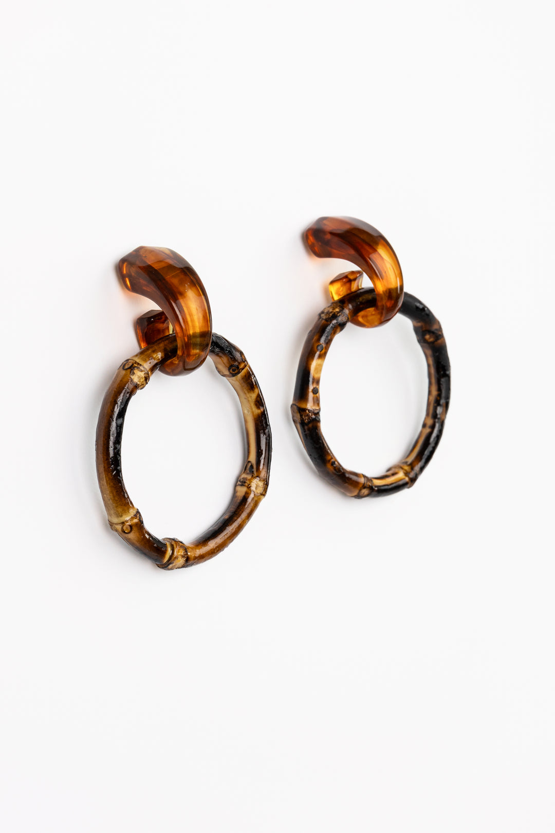 Dark Brown Bamboo Drop Earrings