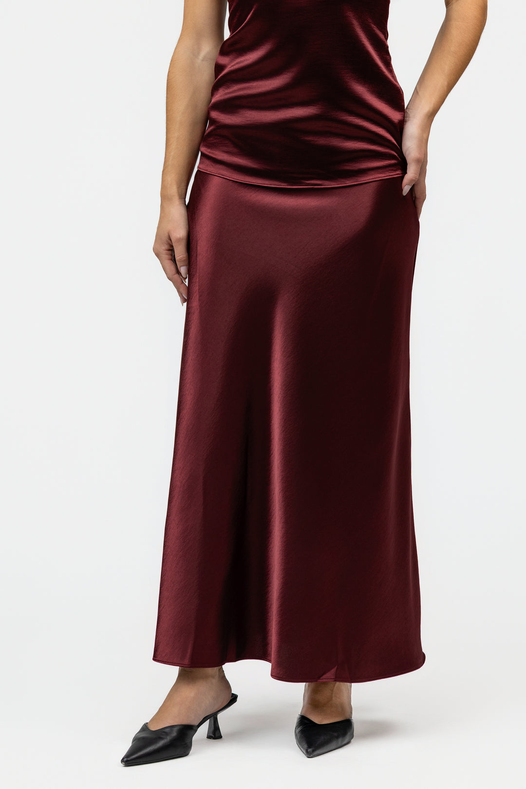 Dark Cherry Paige Midi Skirt