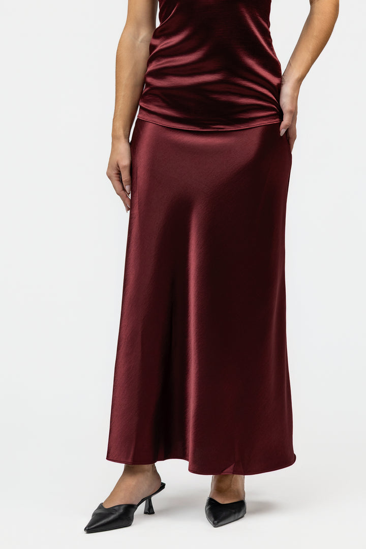 Dark Cherry Paige Midi Skirt