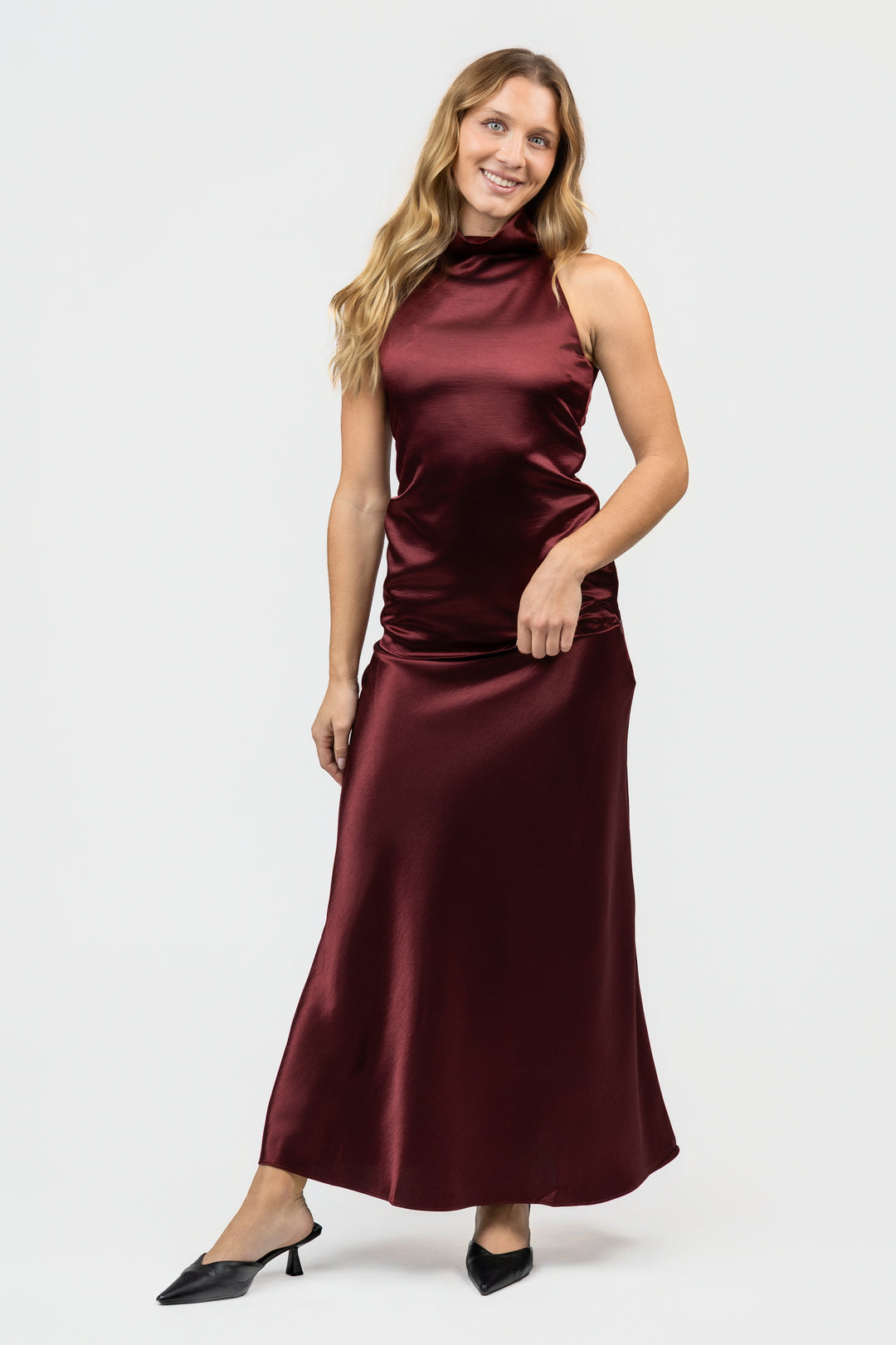 Dark Cherry Paige Midi Skirt