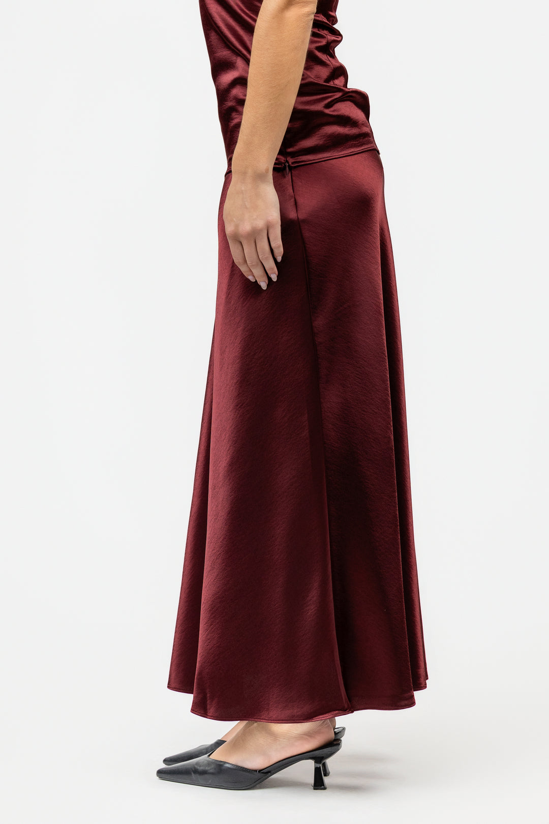 Dark Cherry Paige Midi Skirt