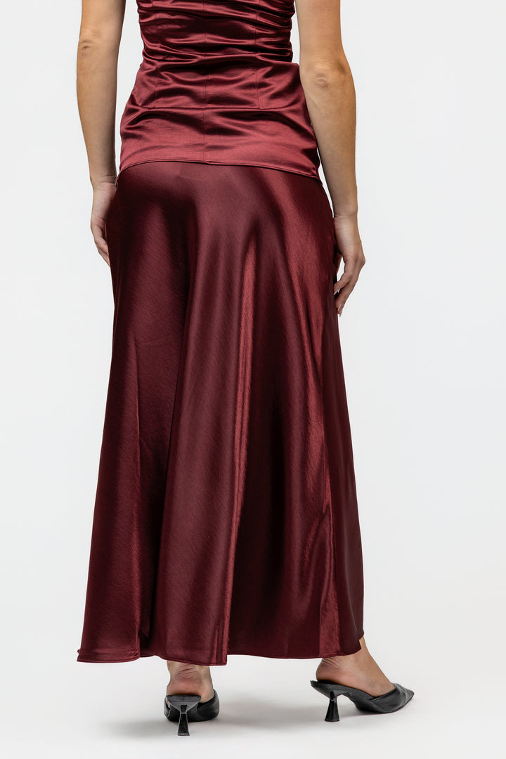 Dark Cherry Paige Midi Skirt