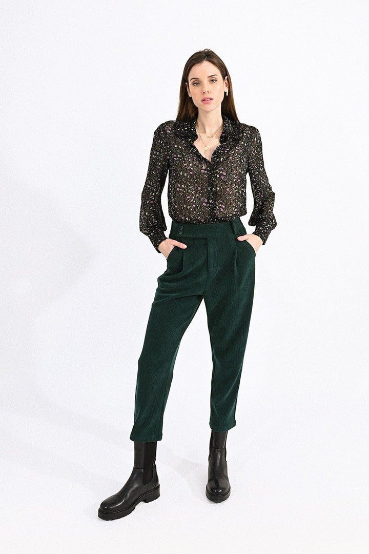 Forest Green Cropped Corduroy Pant