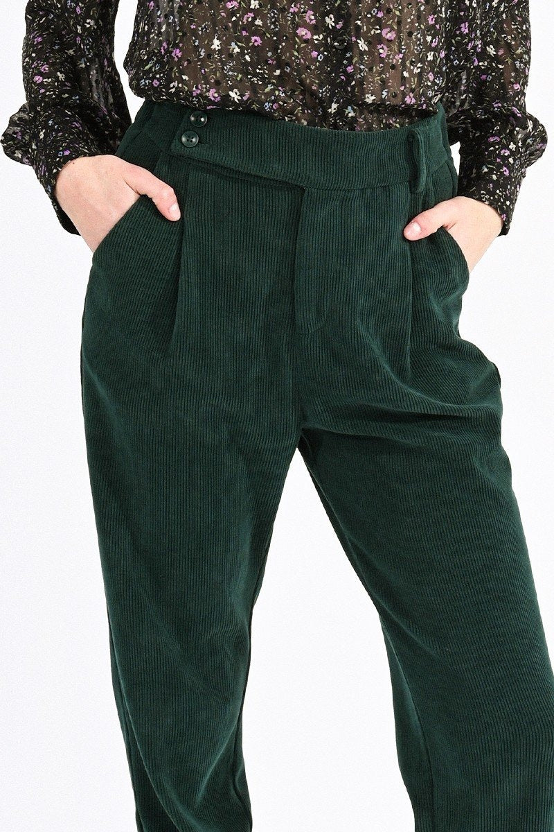 Forest Green Cropped Corduroy Pant